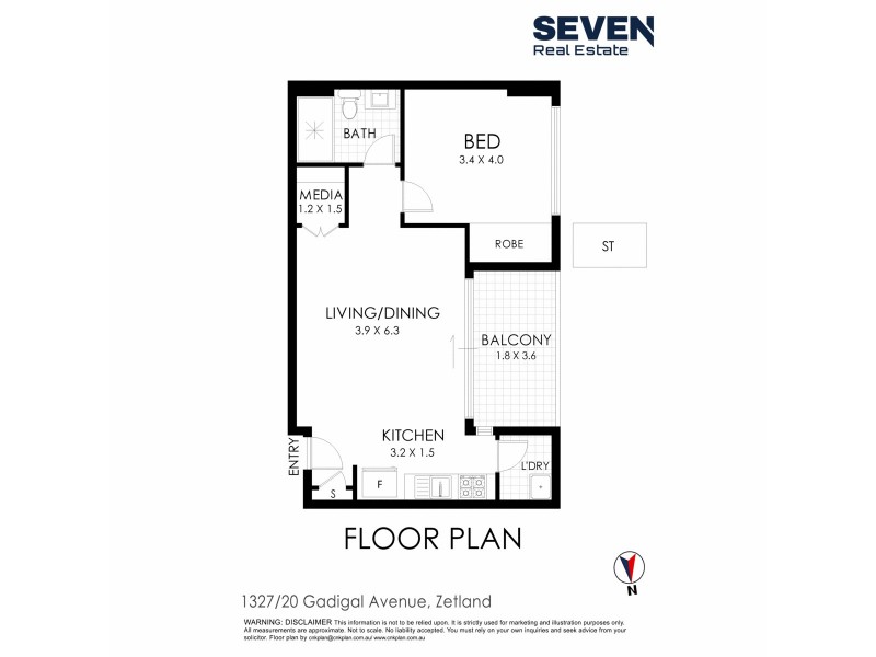 1327/20 Gadigal Avenue, Zetland NSW 2017 Floorplan