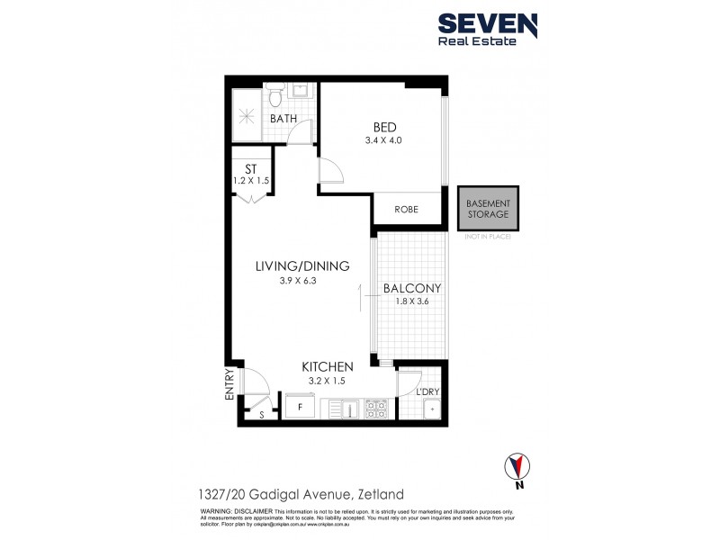 1327/20 Gadigal Avenue, Zetland NSW 2017 Floorplan