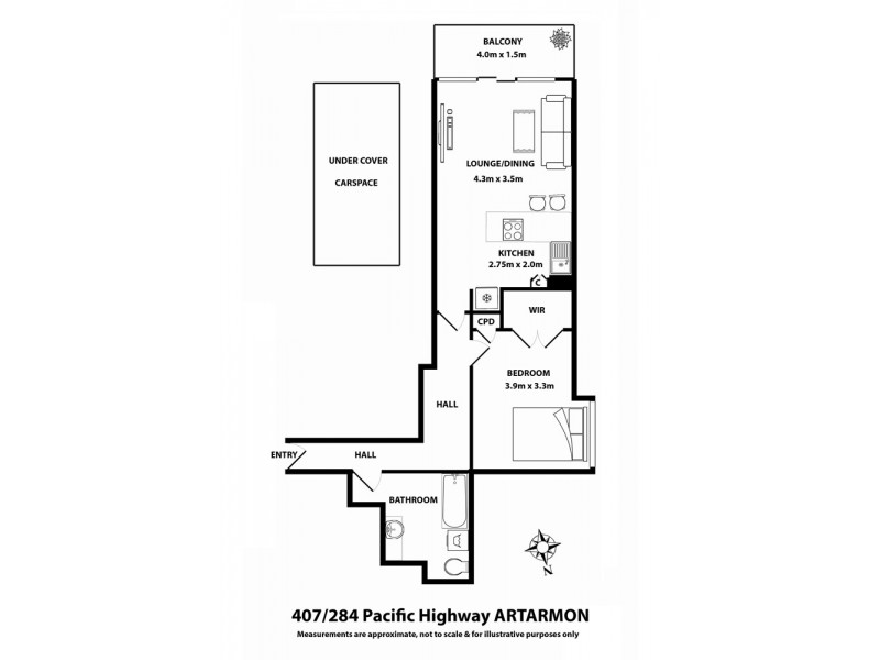 407/284 Pacific Hwy, Greenwich NSW 2065 Floorplan