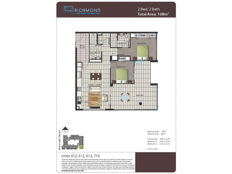 412/8 Hurworth Street, Bowen Hills QLD 4006 Floorplan