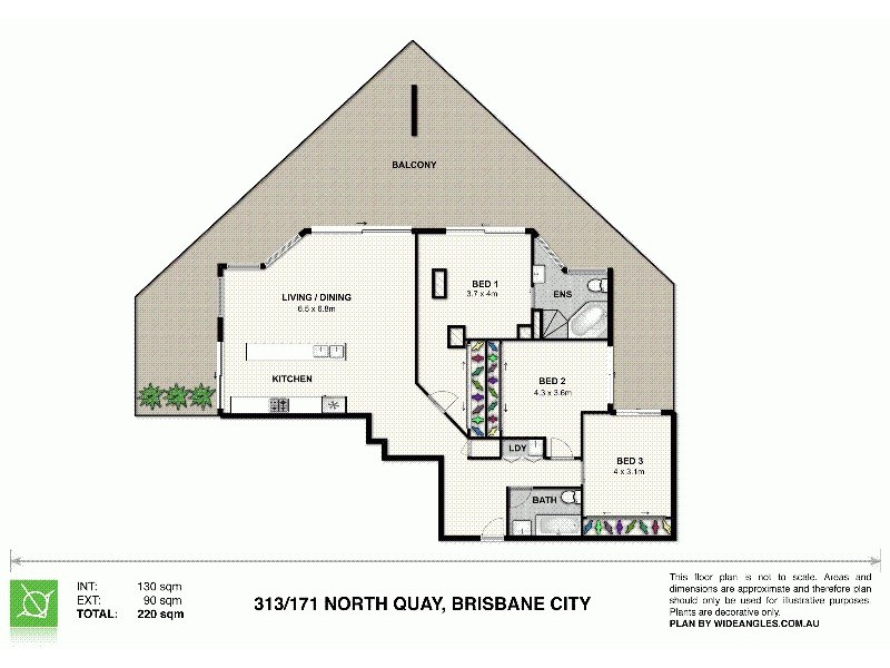 BEDROOM 3 OF UN Tank Street, Brisbane City QLD 4000 Floorplan