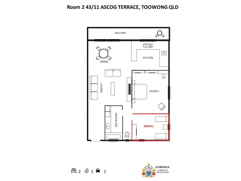 Room 2/11 Ascog Terrace, Toowong QLD 4066 Floorplan