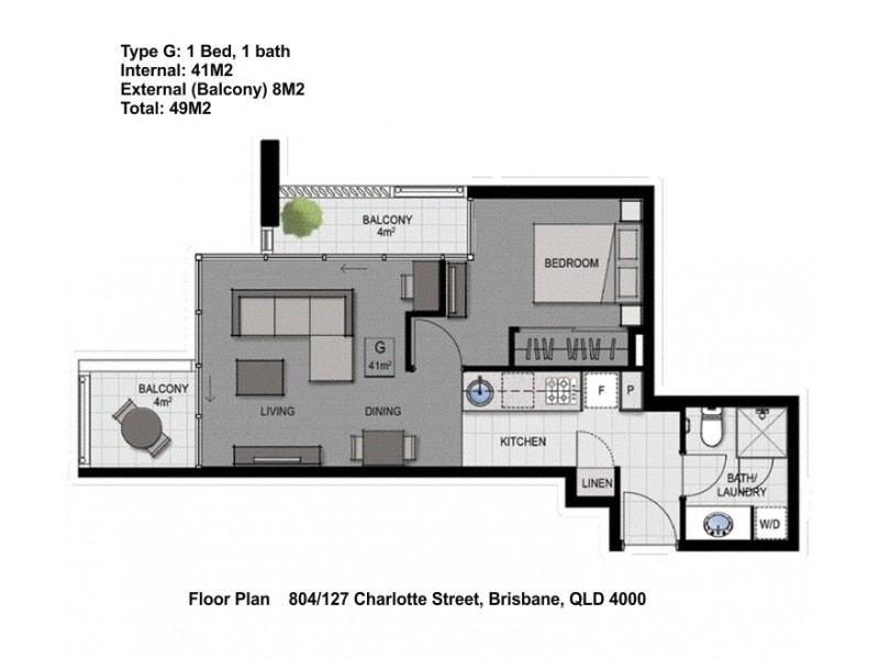 804/127 Charlotte Street, Brisbane City QLD 4000 Floorplan