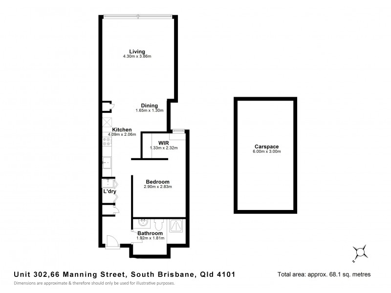 302/66 Manning Street, South Brisbane QLD 4101 Floorplan