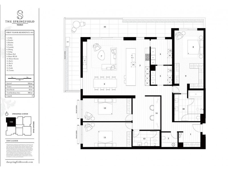 103/30 Springfield Avenue, Toorak VIC 3142 Floorplan