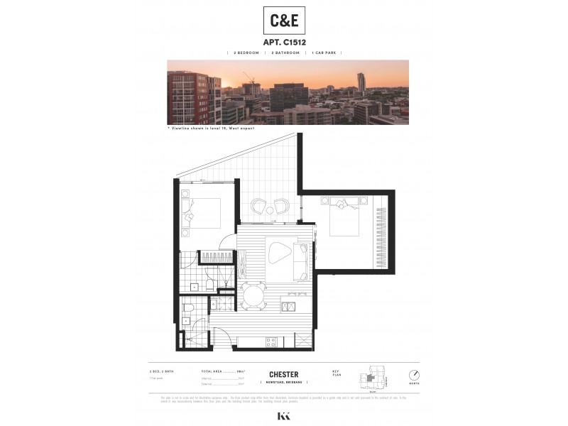 C1512/7 Chester Street, Newstead QLD 4006 Floorplan