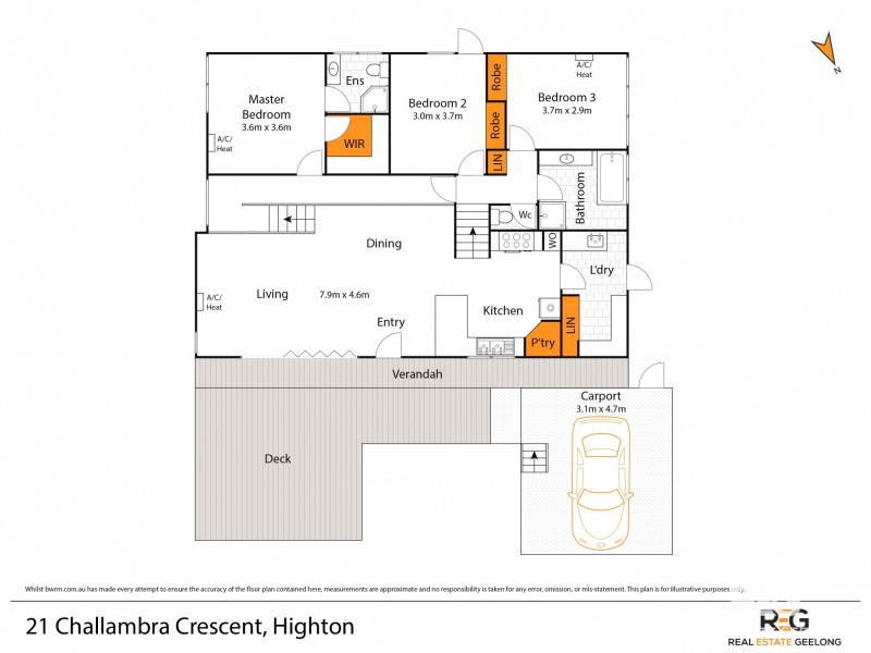 21 CHALLAMBRA CRESCENT, Highton VIC 3216 Floorplan