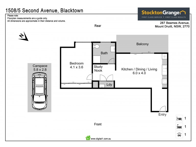1508/5 Second St, Blacktown NSW 2148 Floorplan