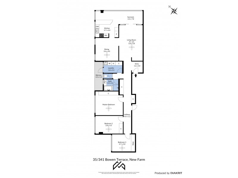 35/341 Bowen Terrace, New Farm QLD 4005 Floorplan