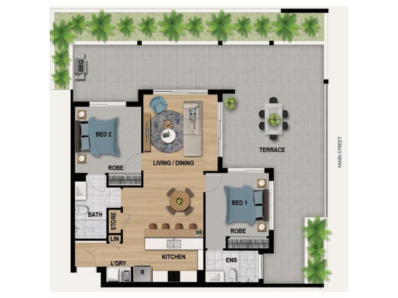 305/699 Main Street, Kangaroo Point QLD 4169 Floorplan