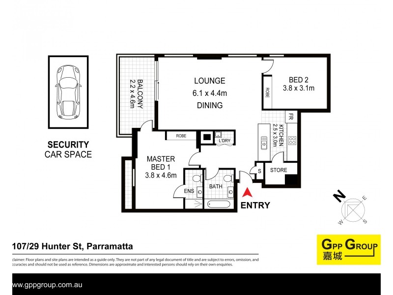 2107/29 Hunter Street, Parramatta NSW 2150 Floorplan