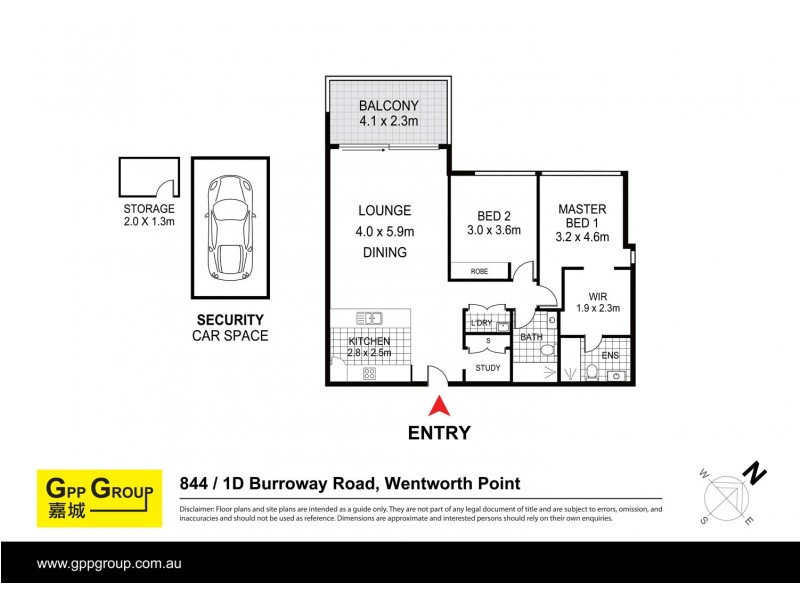 844/1D Burroway Road, Wentworth Point NSW 2127 Floorplan