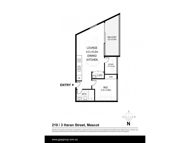 210/3 Haran St, Mascot NSW 2020 Floorplan