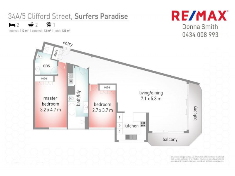 34A/5 Clifford Street, Surfers Paradise QLD 4217 Floorplan