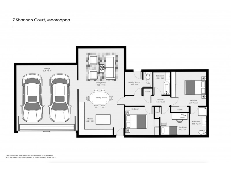 7 Shannon Court, Mooroopna VIC 3629 Floorplan