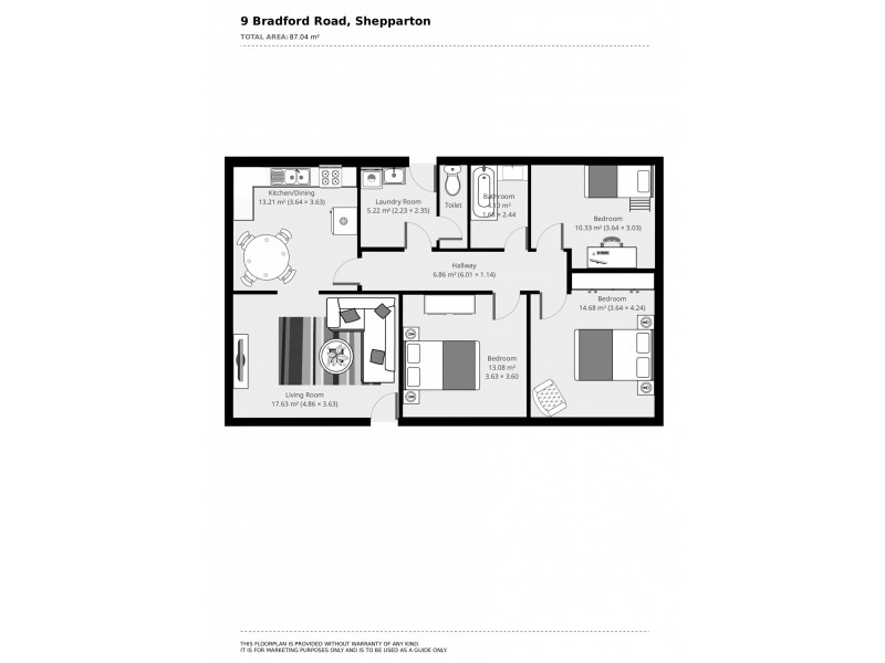 9 BRADFORD ROAD, Shepparton VIC 3630 Floorplan