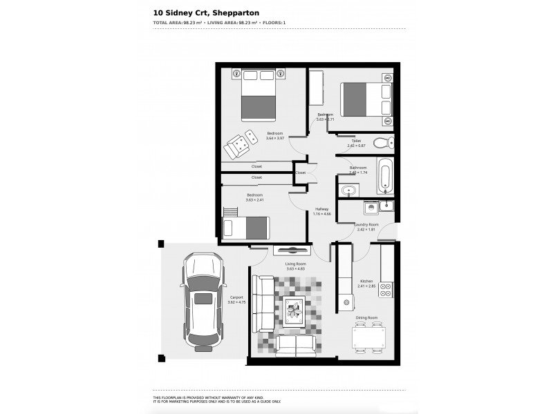 10 SIDNEY COURT, Shepparton VIC 3630 Floorplan