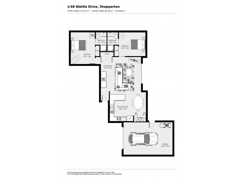 1/48 WATTLE DRIVE, Numurkah VIC 3636 Floorplan
