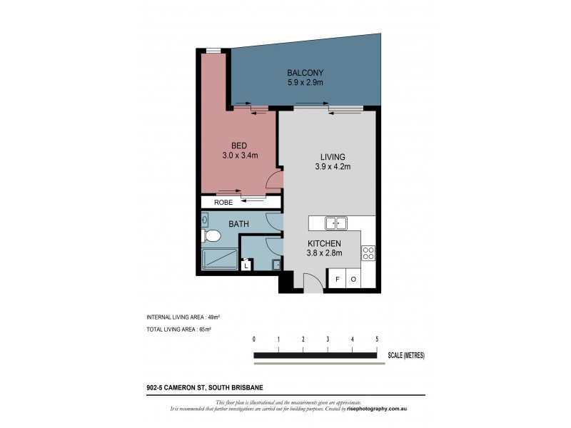 902/5 Cameron Street, South Brisbane QLD 4101 Floorplan