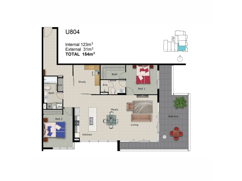 804/378 Marine Parade, Labrador QLD 4215 Floorplan