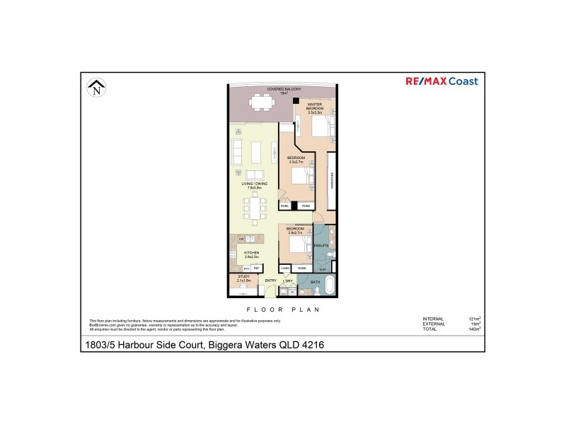 1803/5 Harbour Side Court, Biggera Waters QLD 4216 Floorplan