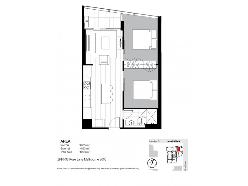 1910/33 rose lane, Melbourne VIC 3000 Floorplan