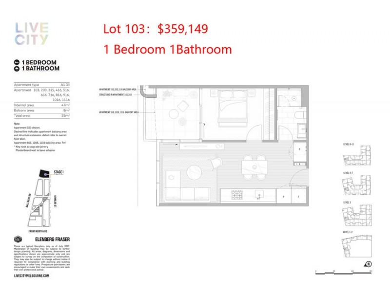 lot 103/70 Kinnear St, Footscray VIC 3011 Floorplan