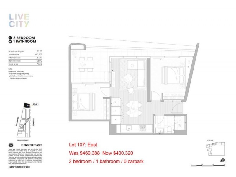 101/70 Kinnear St, Footscray VIC 3011 Floorplan