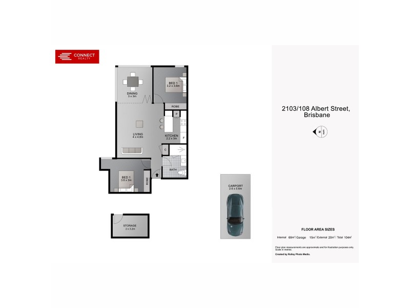 2103/108 Albert Street, Brisbane City QLD 4000 Floorplan