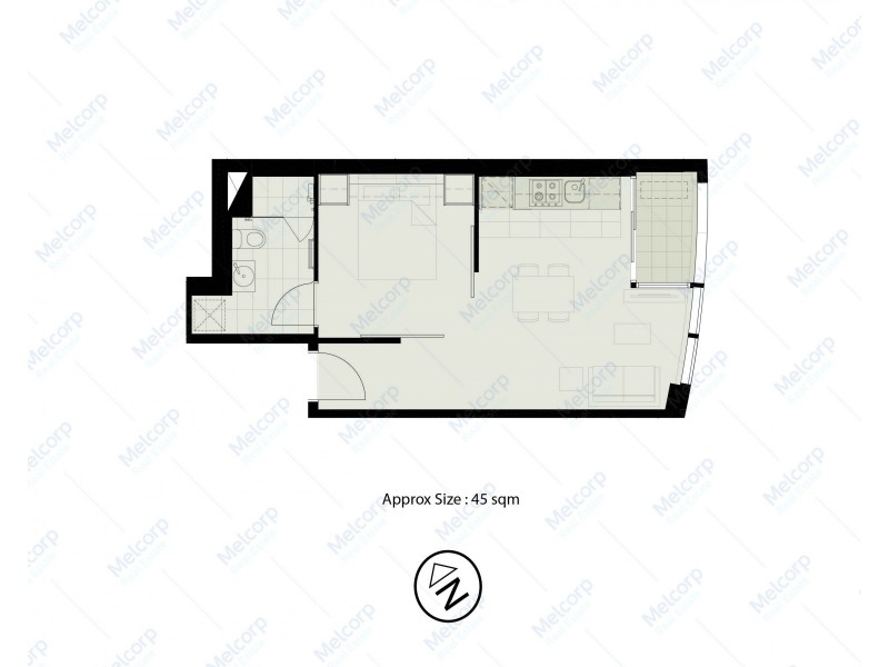 1809/9 Power Street, Southbank VIC 3006 Floorplan