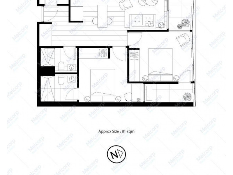 1317/7 Claremont Street, South Yarra VIC 3141 Floorplan