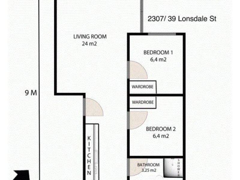 2307/39 Lonsdale Street, Melbourne VIC 3000 Floorplan