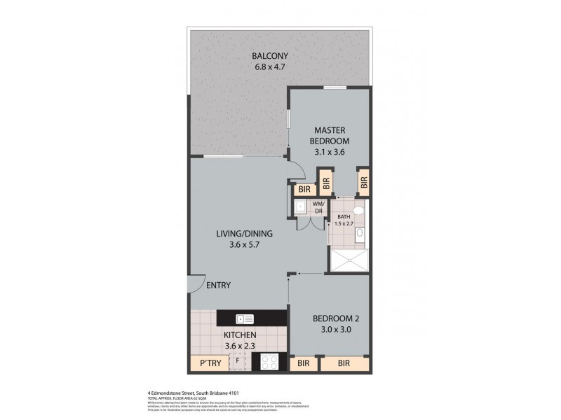 612/4 Edmondstone Street, South Brisbane QLD 4101 Floorplan