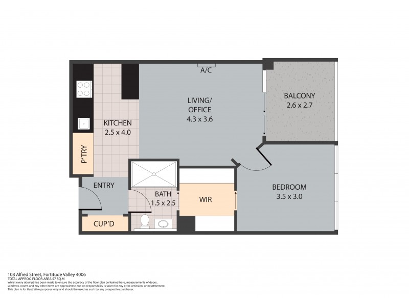 1003/107 Alfred Street, Fortitude Valley QLD 4006 Floorplan