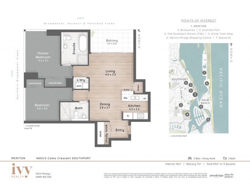 1604/2 Como Crescent, Southport QLD 4215 Floorplan