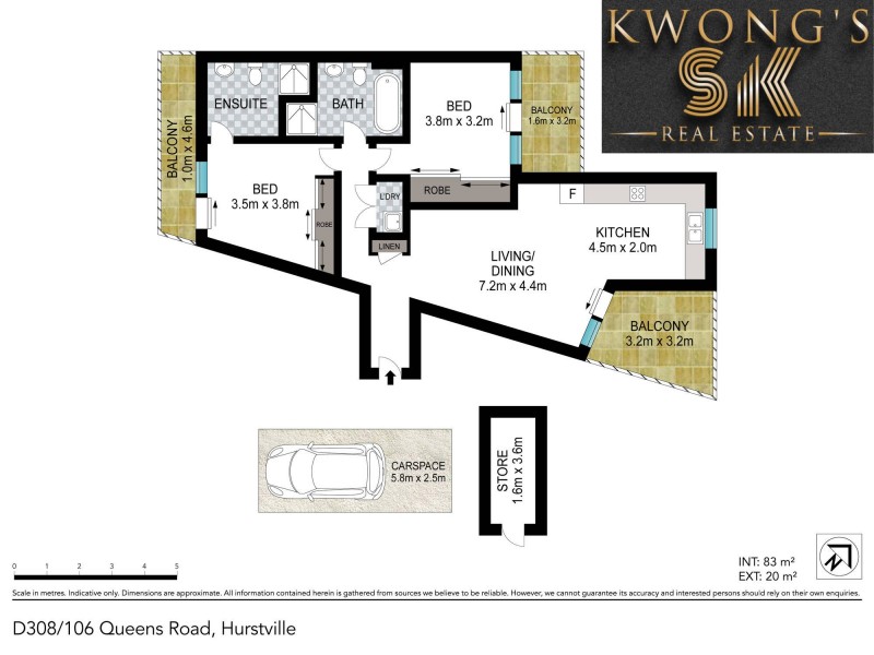 308/106 Queens Road, Hurstville NSW 2220 Floorplan