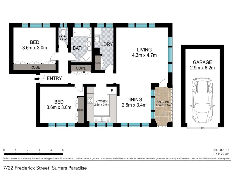 7/22 FREDERICK STREET, Surfers Paradise QLD 4217 Floorplan