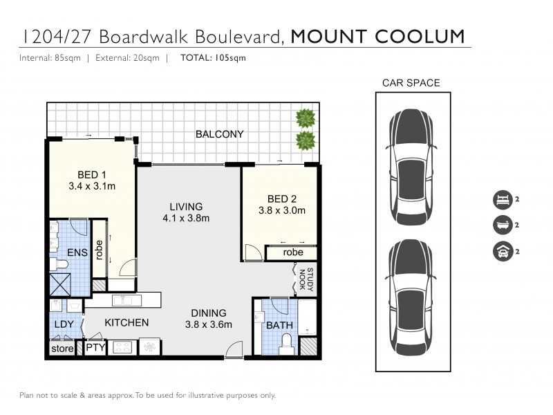 1204/27 Boardwalk Boulevard, Mount Coolum QLD 4573 Floorplan