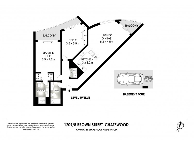 Level 12/1209/8 Brown Street, Chatswood NSW 2067 Floorplan