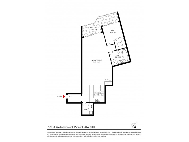 70/2-26 Wattle Crescent, Pyrmont NSW 2009 Floorplan