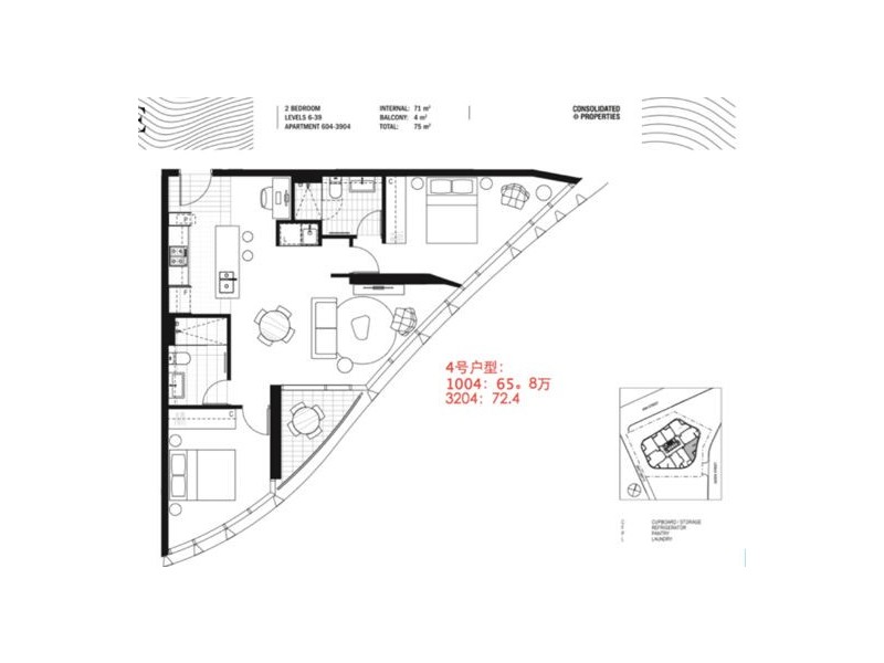 1004/550 Queen Street, Brisbane City QLD 4000 Floorplan