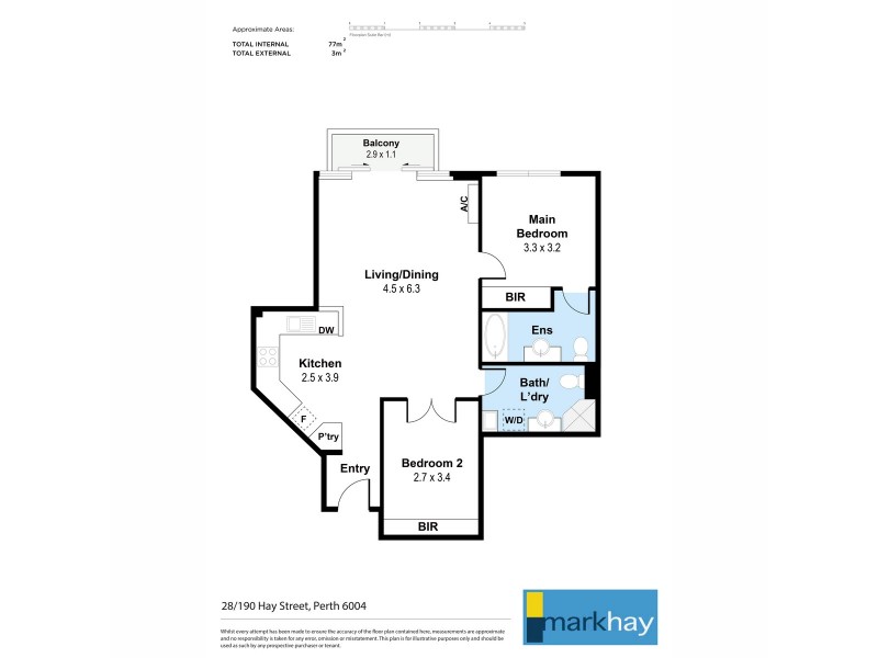 28/190 Hay Street, East Perth WA 6004 Floorplan