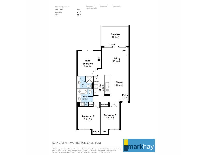 52/49 Sixth Avenue, Maylands WA 6051 Floorplan