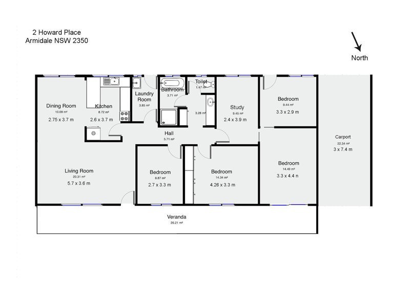 2 Howard Place, Armidale NSW 2350 Floorplan