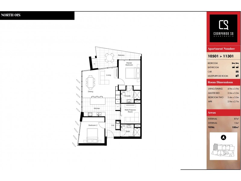 11001/300 Old Cleveland Road, Coorparoo QLD 4151 Floorplan