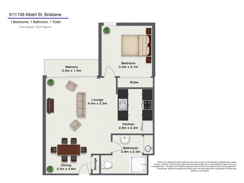 811/108 Albert Street, Brisbane City QLD 4000 Floorplan