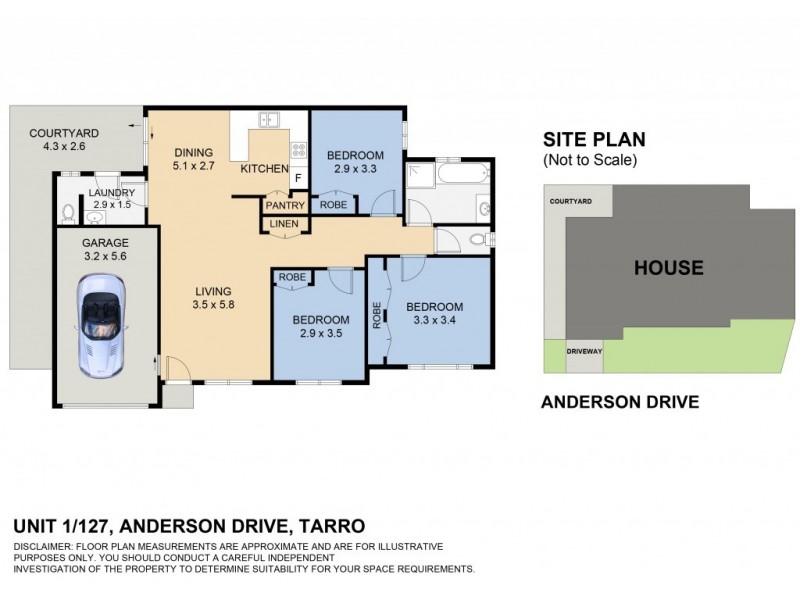 1/127 Anderson Drive, Tarro NSW 2322 Floorplan