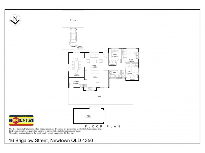 16 Brigalow Street, Newtown QLD 4350 Floorplan