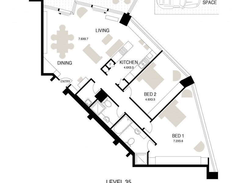 3505/184 Forbes Street, Darlinghurst NSW 2010 Floorplan