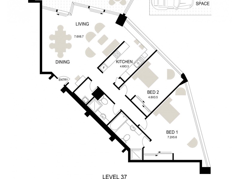 3704/184 Forbes Street, Darlinghurst NSW 2010 Floorplan